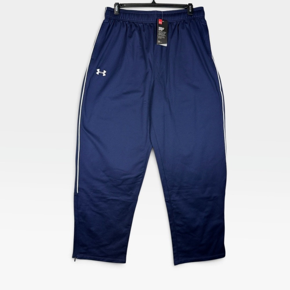 Under Armour Track Pants 1277106 Mens XL Navy Blue Ankle Zip Loose Fit NWT
